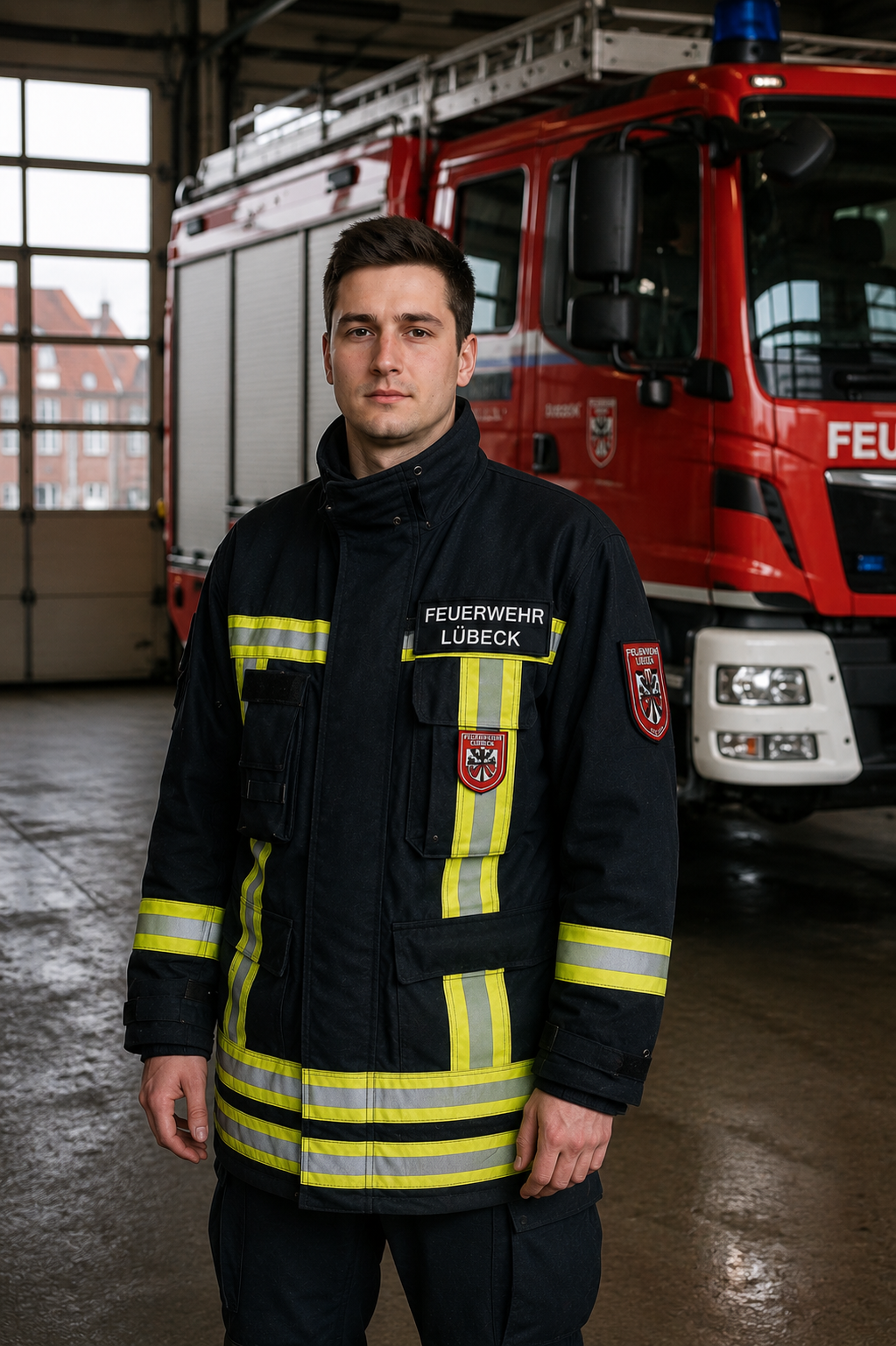 Feuerwehrmann der Lübecker Feuerwehr im Alltag